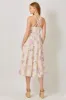 Cream Floral Tiered Crisscross Back Midi Dress sold by Pinkblush