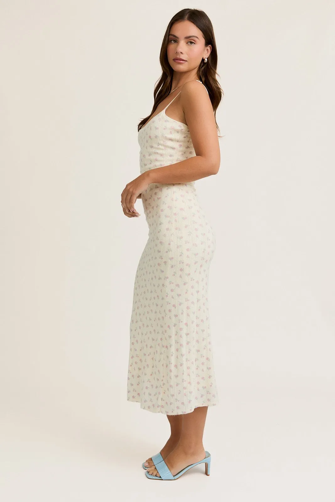 Ivory Floral Pointelle Knit Midi Dress sold by Pinkblush product image thumbnail 2