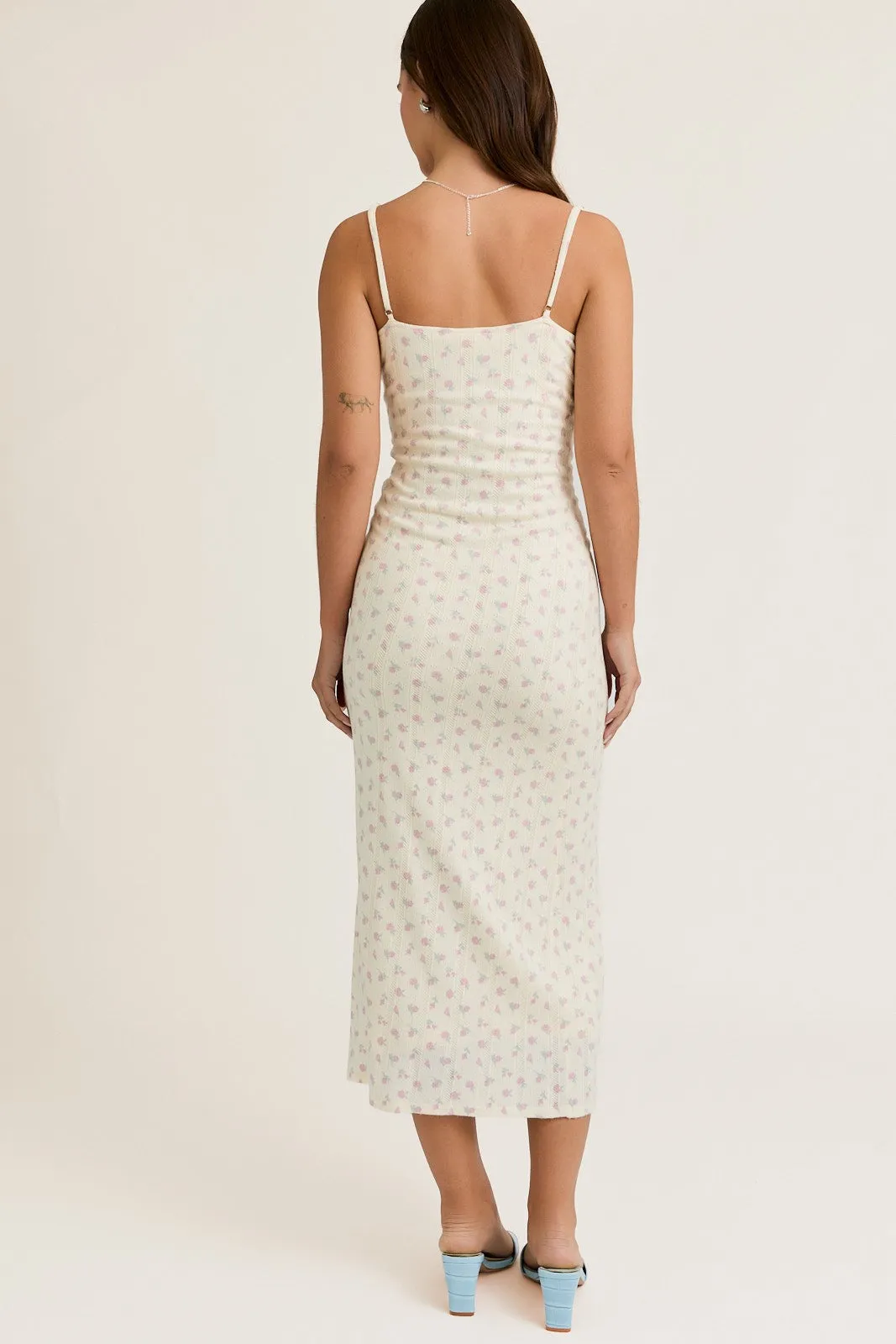 Ivory Floral Pointelle Knit Midi Dress sold by Pinkblush product image thumbnail 3