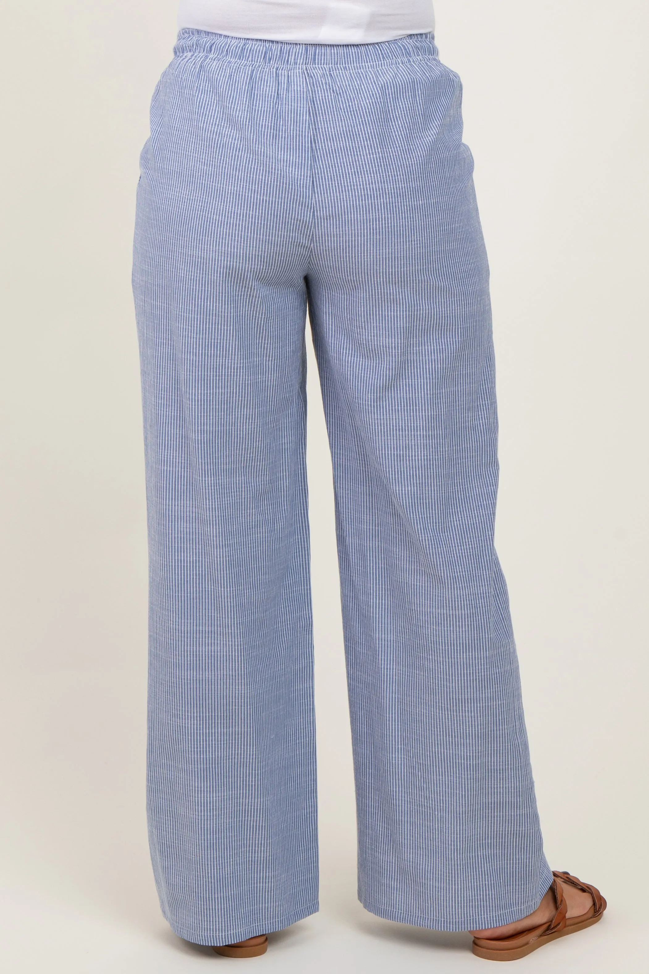 Blue Striped Drawstring Wide Leg Maternity Pants sold by Pinkblush product image thumbnail 5