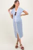 Light Blue Striped Button Down Maternity Midi Dress sold by Pinkblush