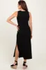 Black Jacquard Sleeveless Side Slit Midi Dress sold by Pinkblush