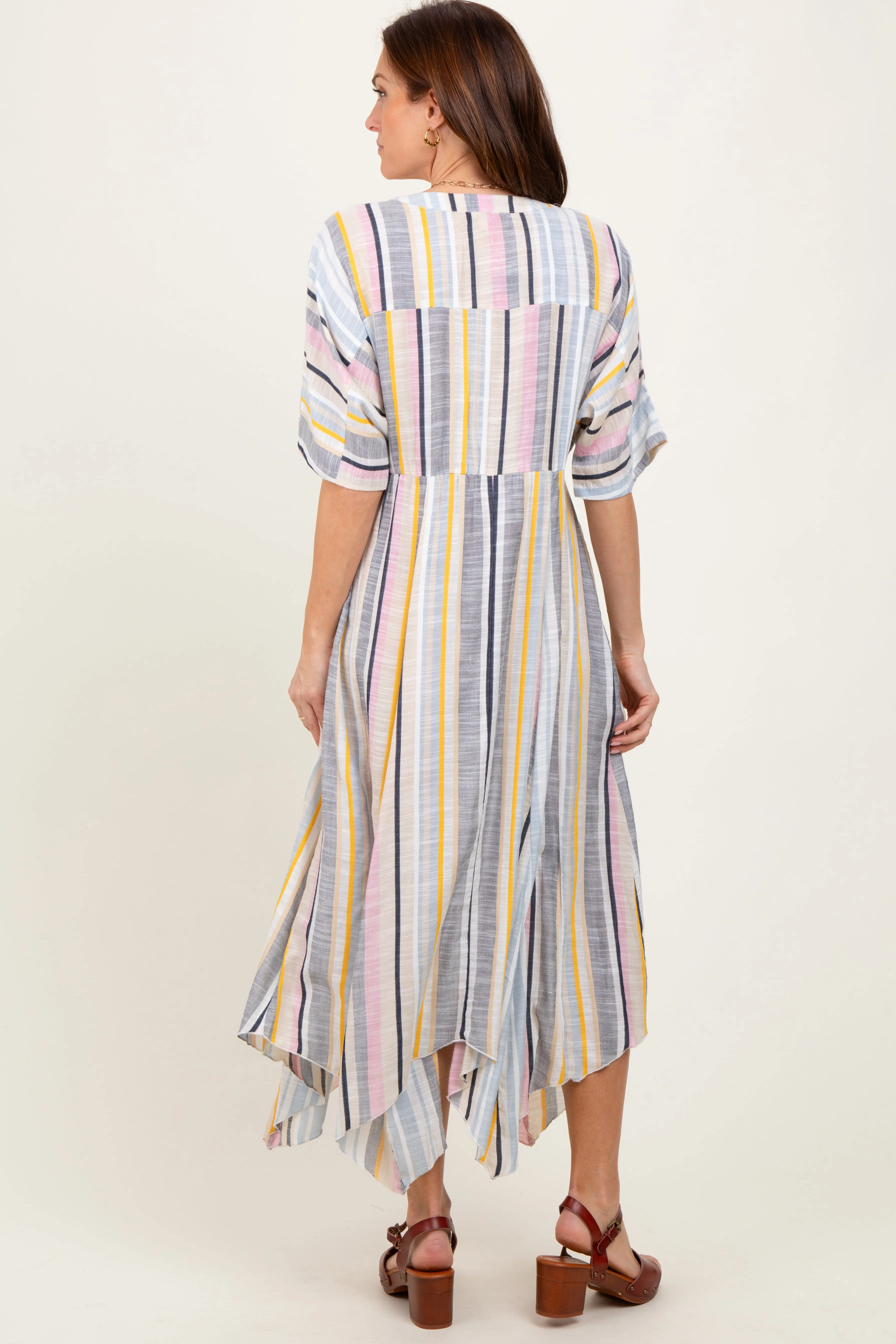 Multicolor Striped Handkerchief Hem Maxi Dress sold by Pinkblush product image thumbnail 4