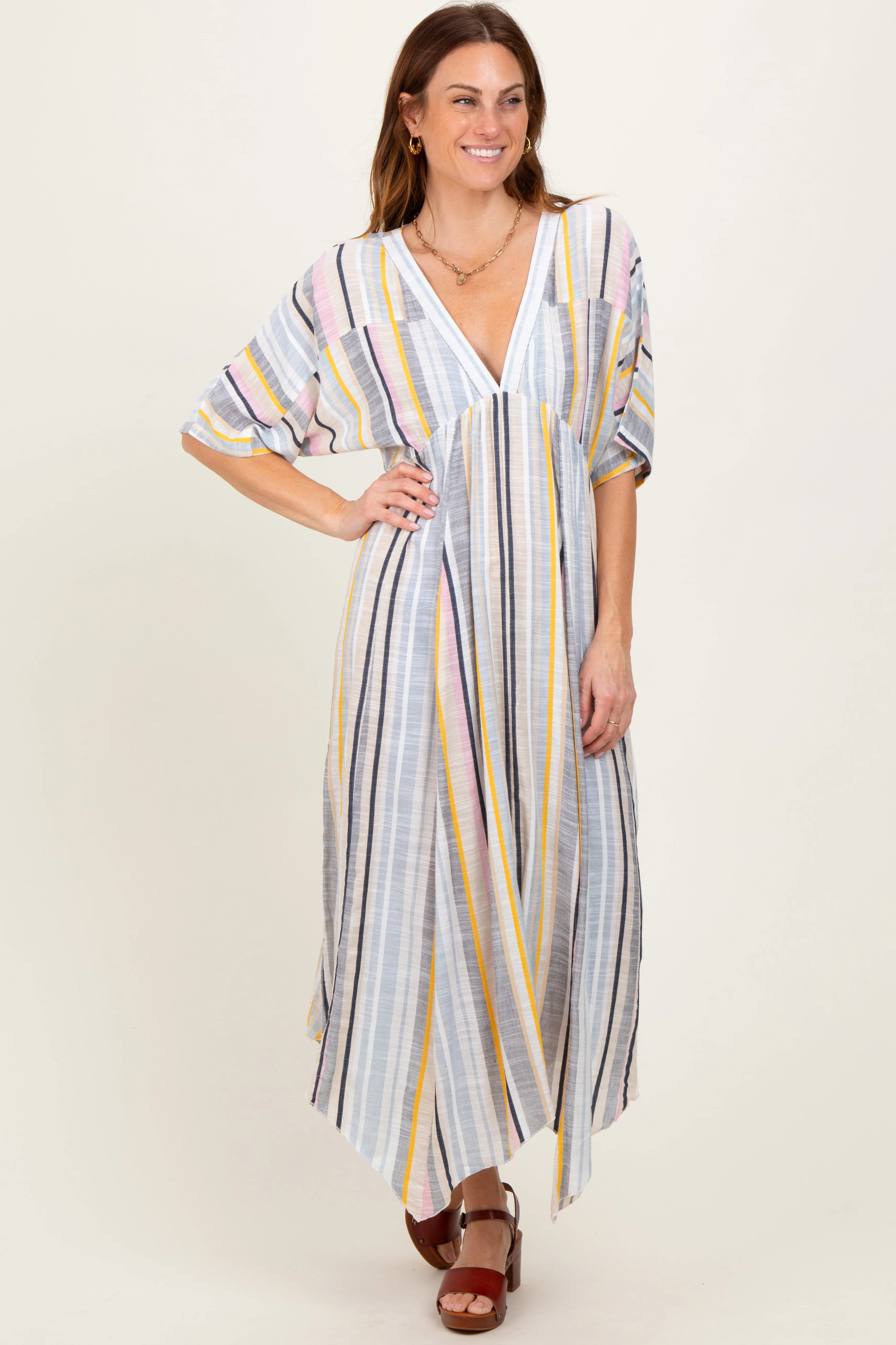 Multicolor Striped Handkerchief Hem Maxi Dress sold by Pinkblush product image thumbnail 2