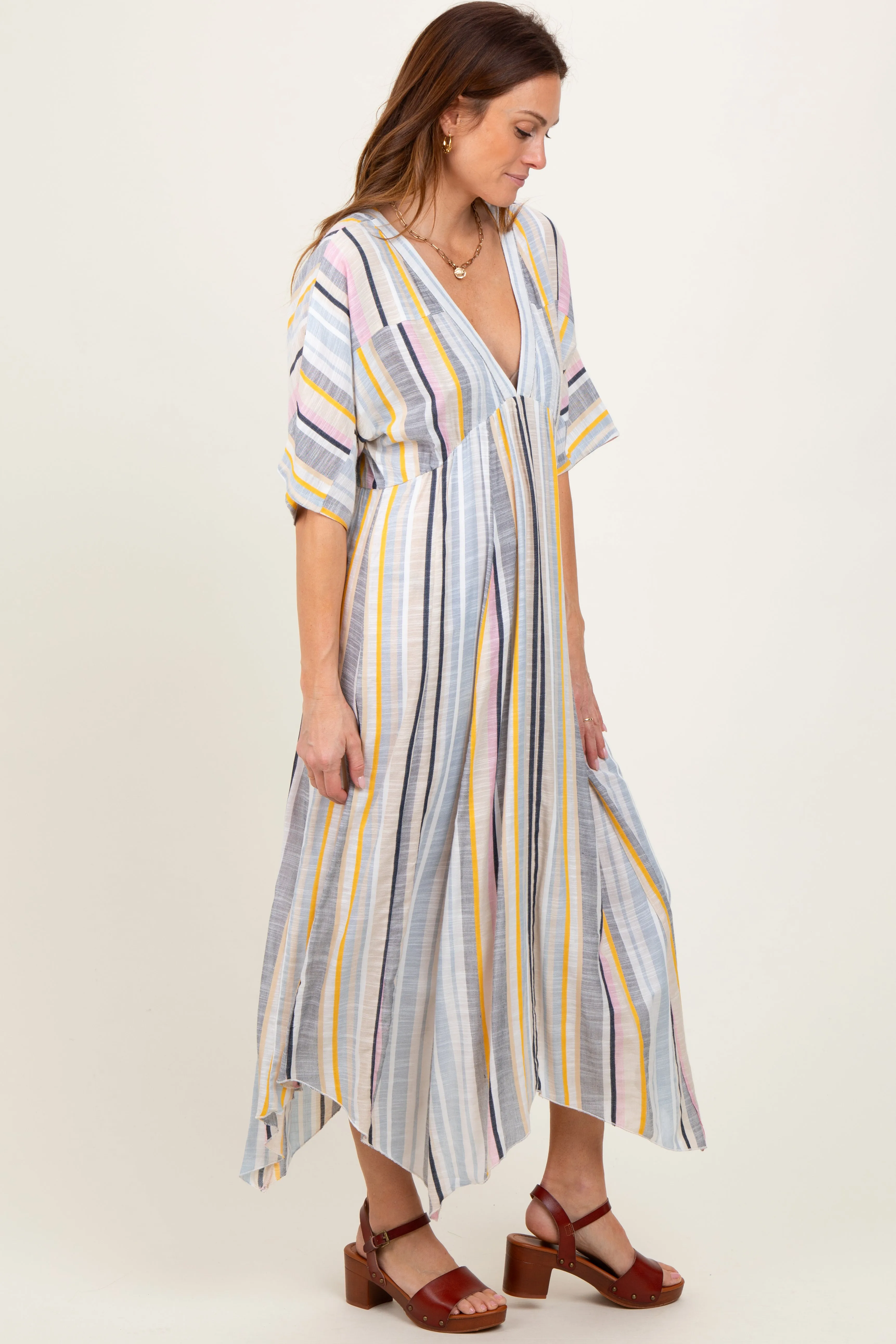 Multicolor Striped Handkerchief Hem Maxi Dress sold by Pinkblush product image thumbnail 3