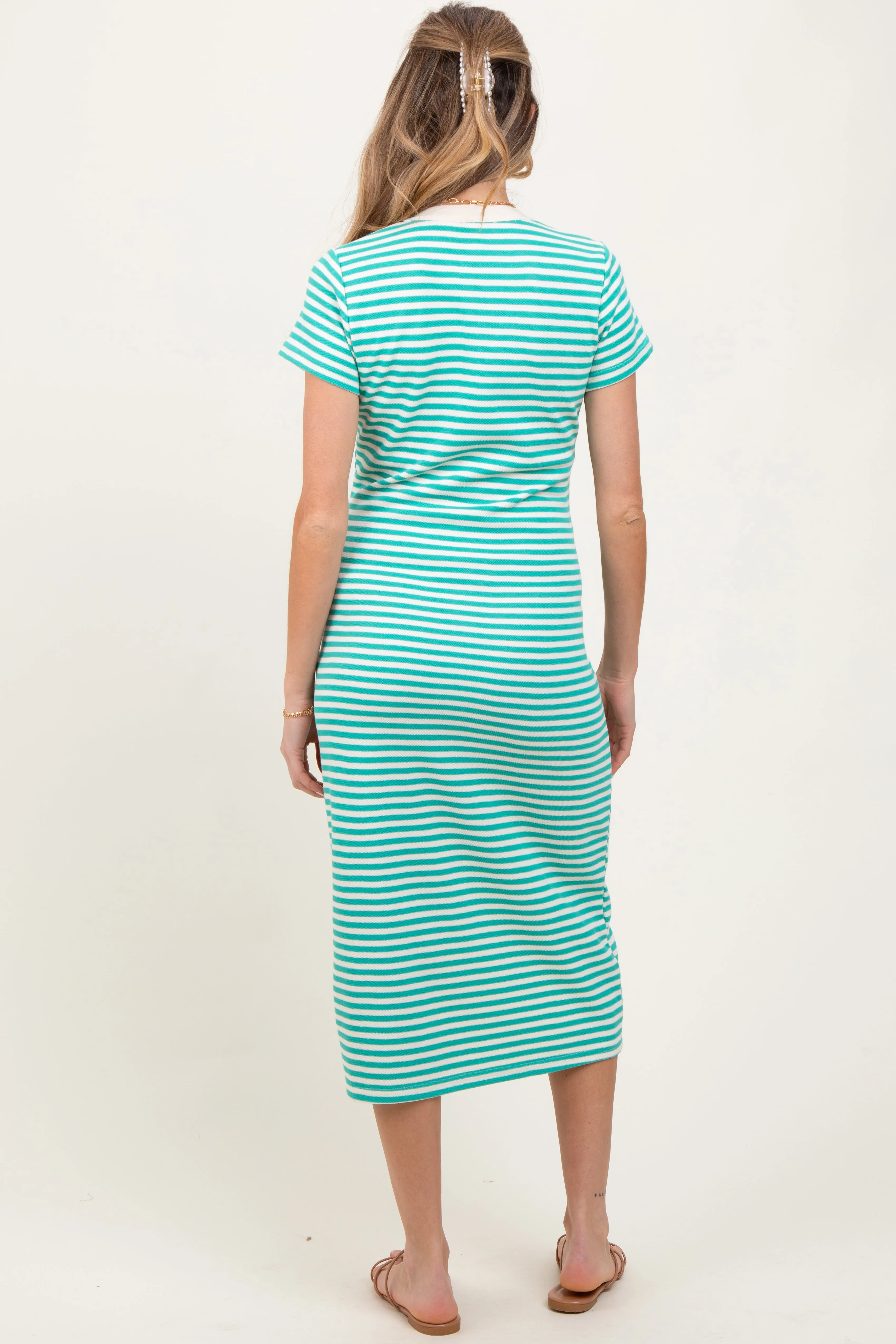 Jade Striped Button Down Maternity Midi Dress sold by Pinkblush product image thumbnail 4