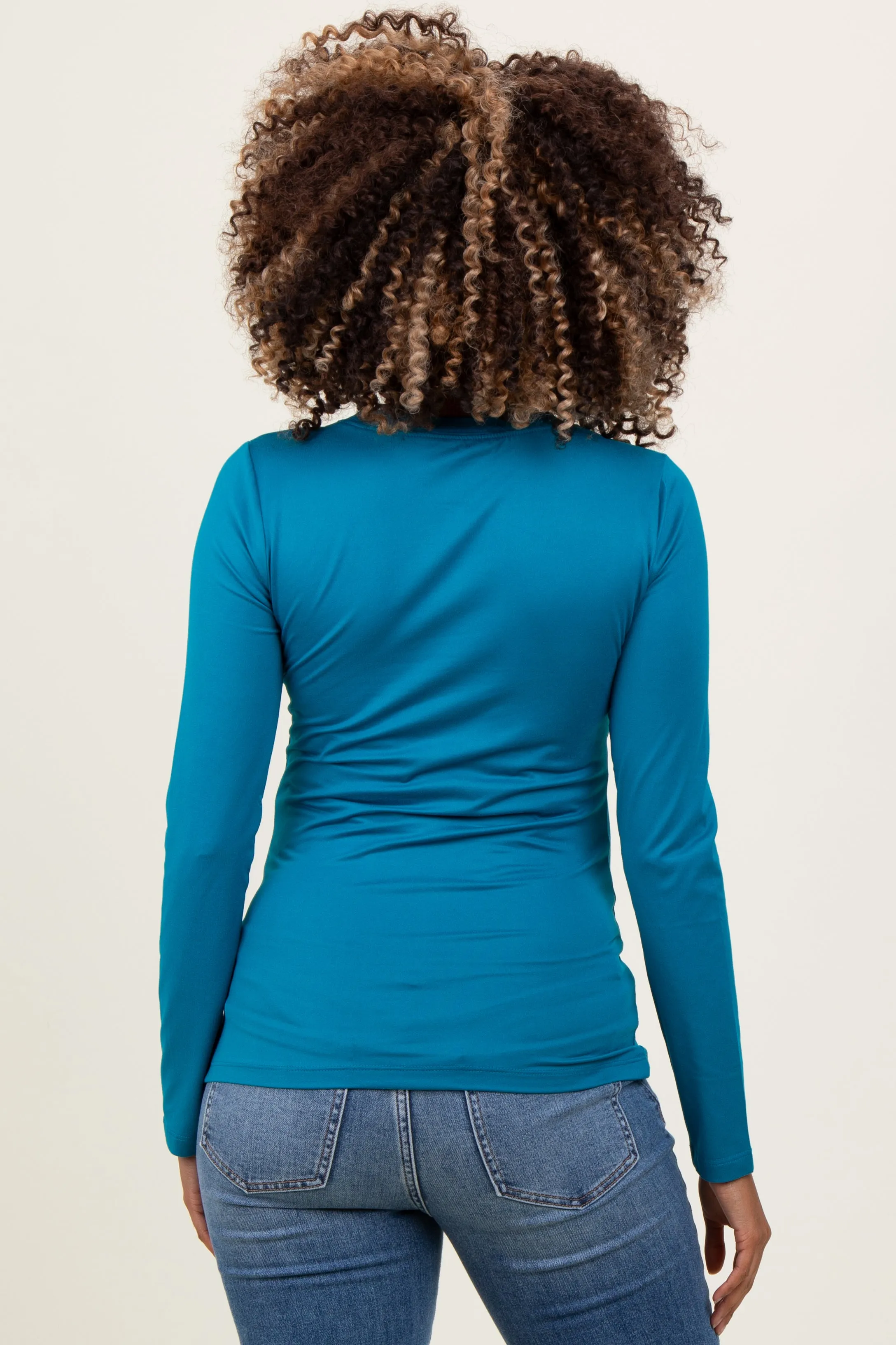 Teal Basic Long Sleeve Maternity Top sold by Pinkblush product image thumbnail 2