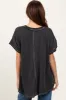 Charcoal Striped Ribbed V-Neck Oversized Short Sleeve Top sold by Pinkblush