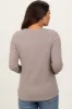 Taupe Ribbed Knit Button Detail Long Sleeve Maternity Top sold by Pinkblush