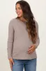 Taupe Ribbed Knit Button Detail Long Sleeve Maternity Top sold by Pinkblush