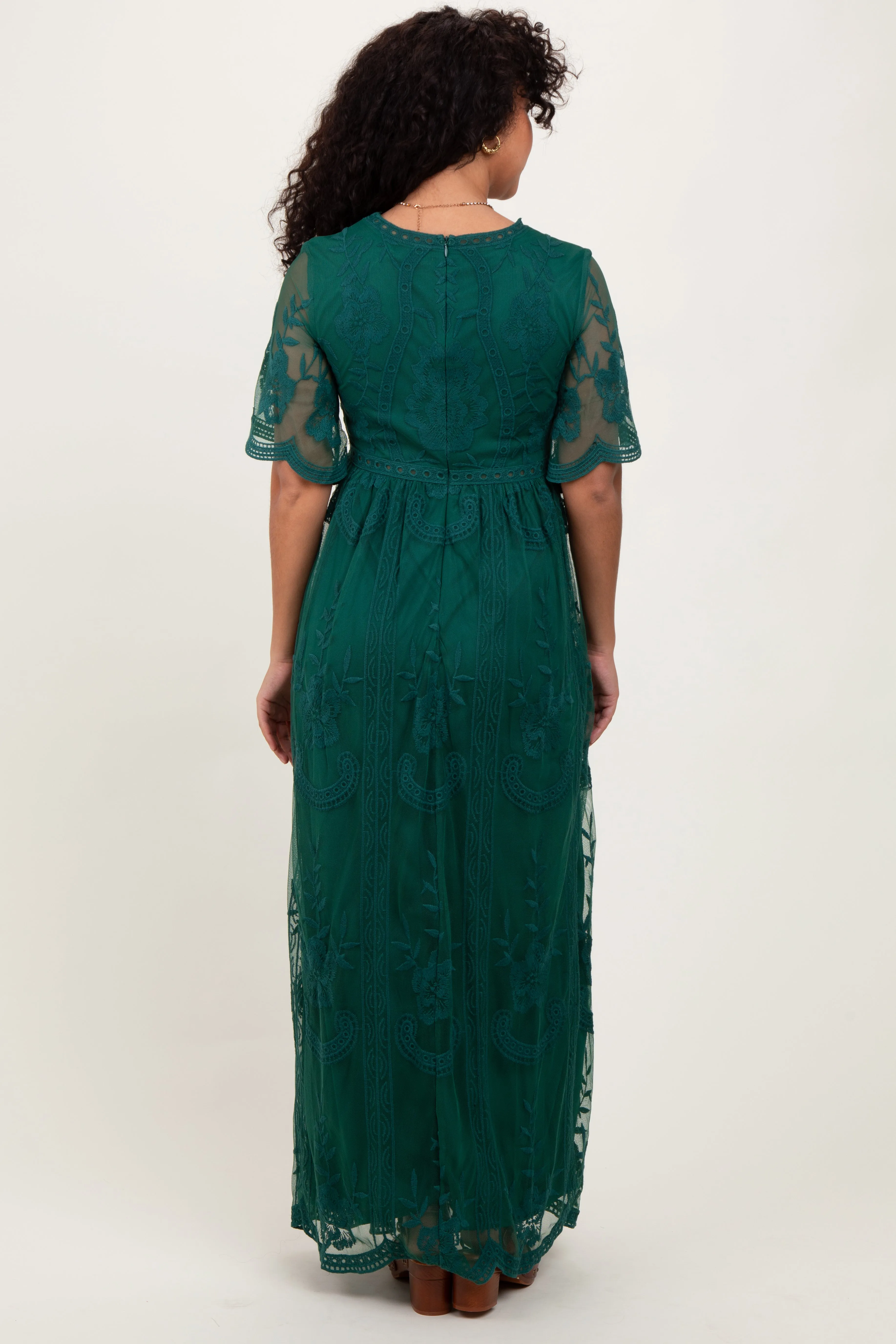 Green Lace Mesh Overlay Maxi Dress sold by Pinkblush product image thumbnail 4