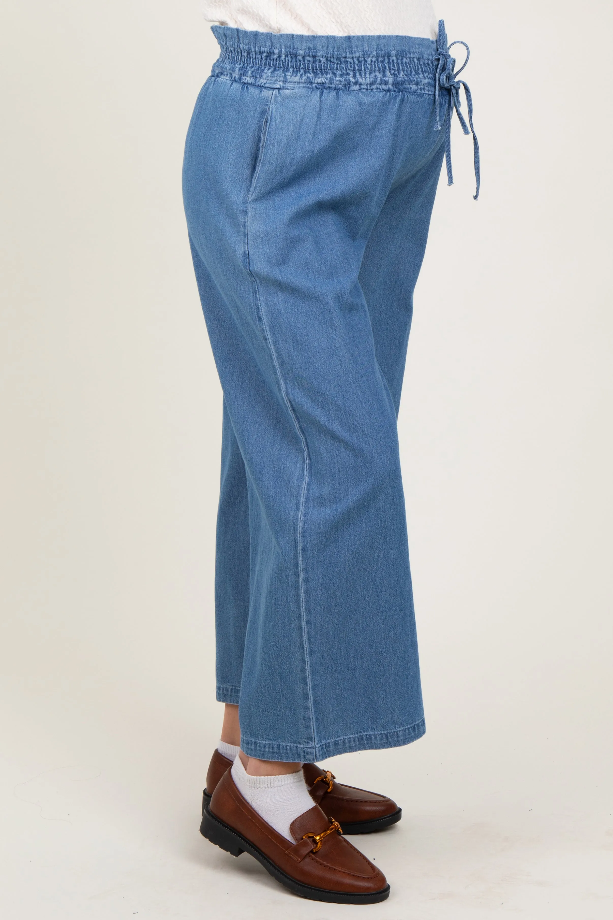 Denim Flowy Cropped Maternity Pant sold by Pinkblush product image thumbnail 4