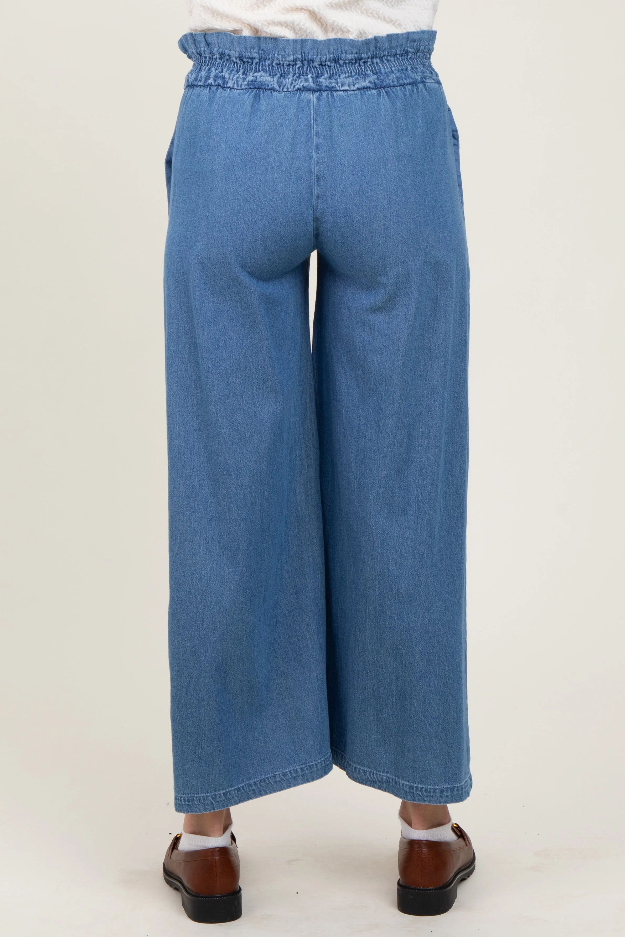 Denim Flowy Cropped Maternity Pant sold by Pinkblush product image thumbnail 5