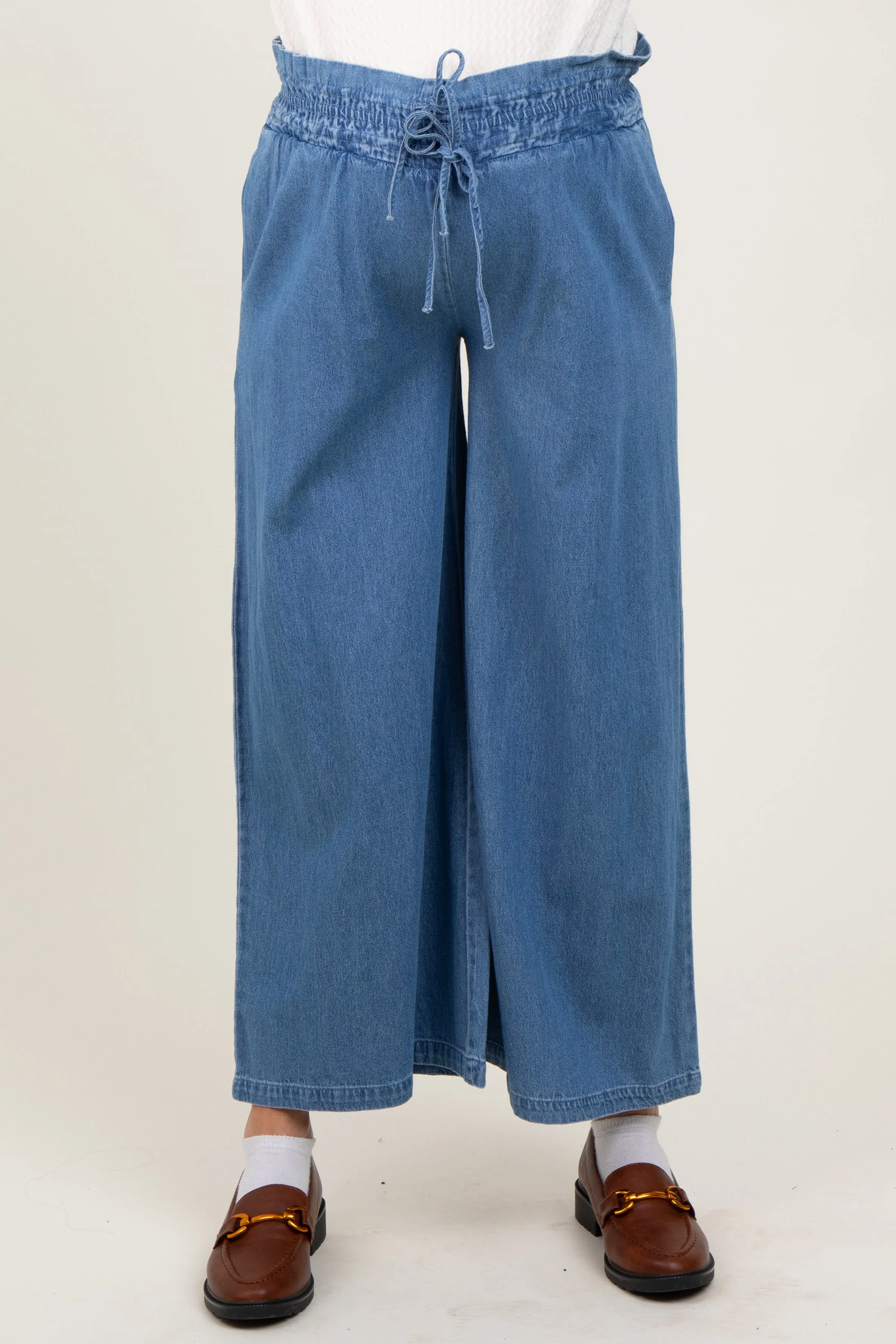 Denim Flowy Cropped Maternity Pant sold by Pinkblush product image thumbnail 3