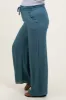 Blue Ruffled Drawstring Waist Wide Leg Maternity Pants sold by Pinkblush