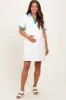 Cream Contrast Trim Maternity Mini Polo Dress sold by Pinkblush