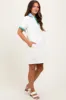 Cream Contrast Trim Maternity Mini Polo Dress sold by Pinkblush