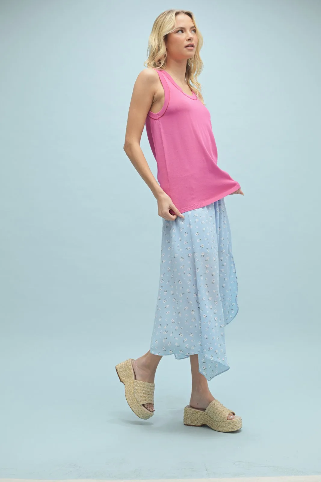 Fuchsia Knit Piping Detail Sleeveless Top sold by Pinkblush product image thumbnail 3