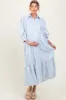 Blue Striped Collar Maternity Maxi Dress sold by Pinkblush