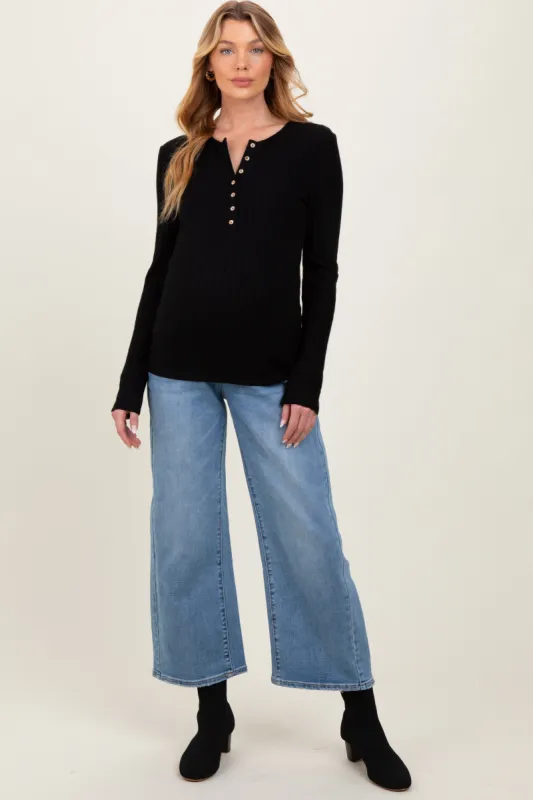 Blue Vintage Wash Wide Leg Maternity Jeans sold by Pinkblush