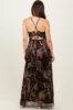 Dark Brown Floral Deep V-Neck Back Cutout Maternity Maxi Dress sold by Pinkblush