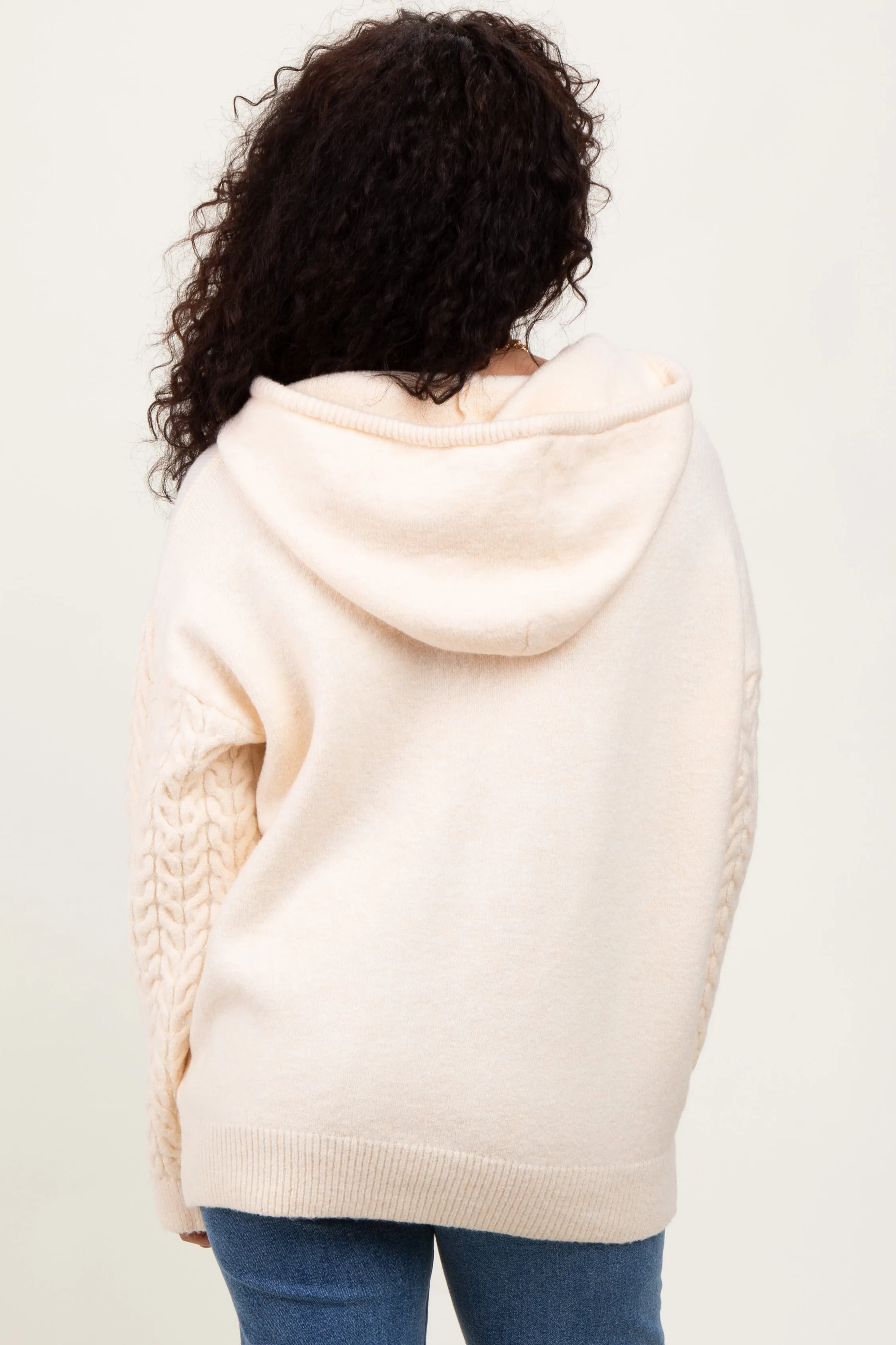 Cream Pullover Knit Hoodie sold by Pinkblush product image thumbnail 4