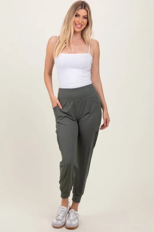 Olive Cargo Pocket Jogger Pants sold by Pinkblush