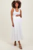 White Scoop Neck Contrast Skirt Maternity Maxi Dress sold by Pinkblush