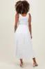 White Scoop Neck Contrast Skirt Maternity Maxi Dress sold by Pinkblush