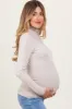 Cream Brushed Knit Basic Turtleneck Maternity Top sold by Pinkblush