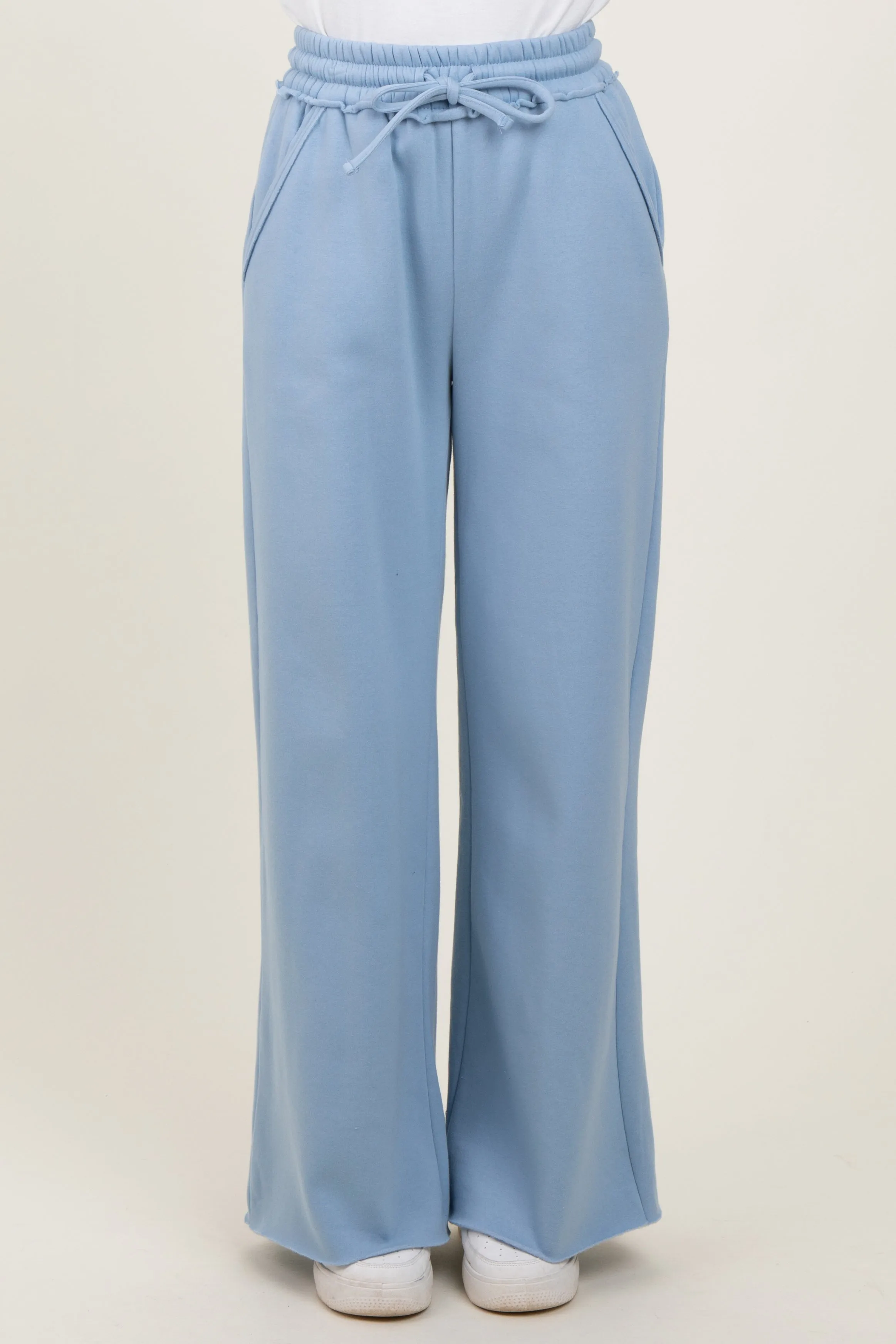 Light Blue Exposed Seam Wide Leg Sweatpants sold by Pinkblush product image thumbnail 5