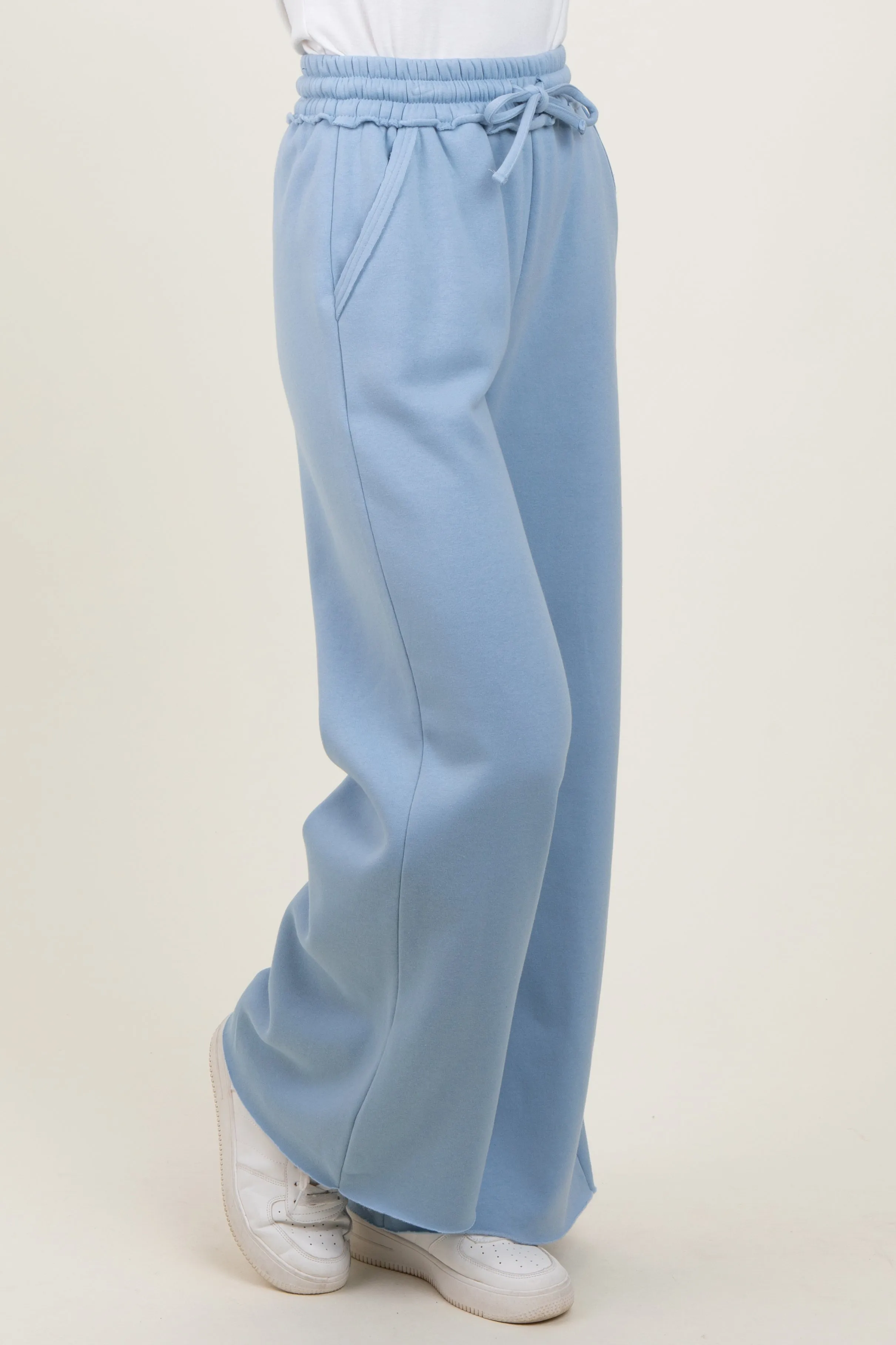 Light Blue Exposed Seam Wide Leg Sweatpants sold by Pinkblush product image thumbnail 3