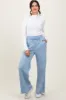 Light Blue Exposed Seam Wide Leg Sweatpants sold by Pinkblush
