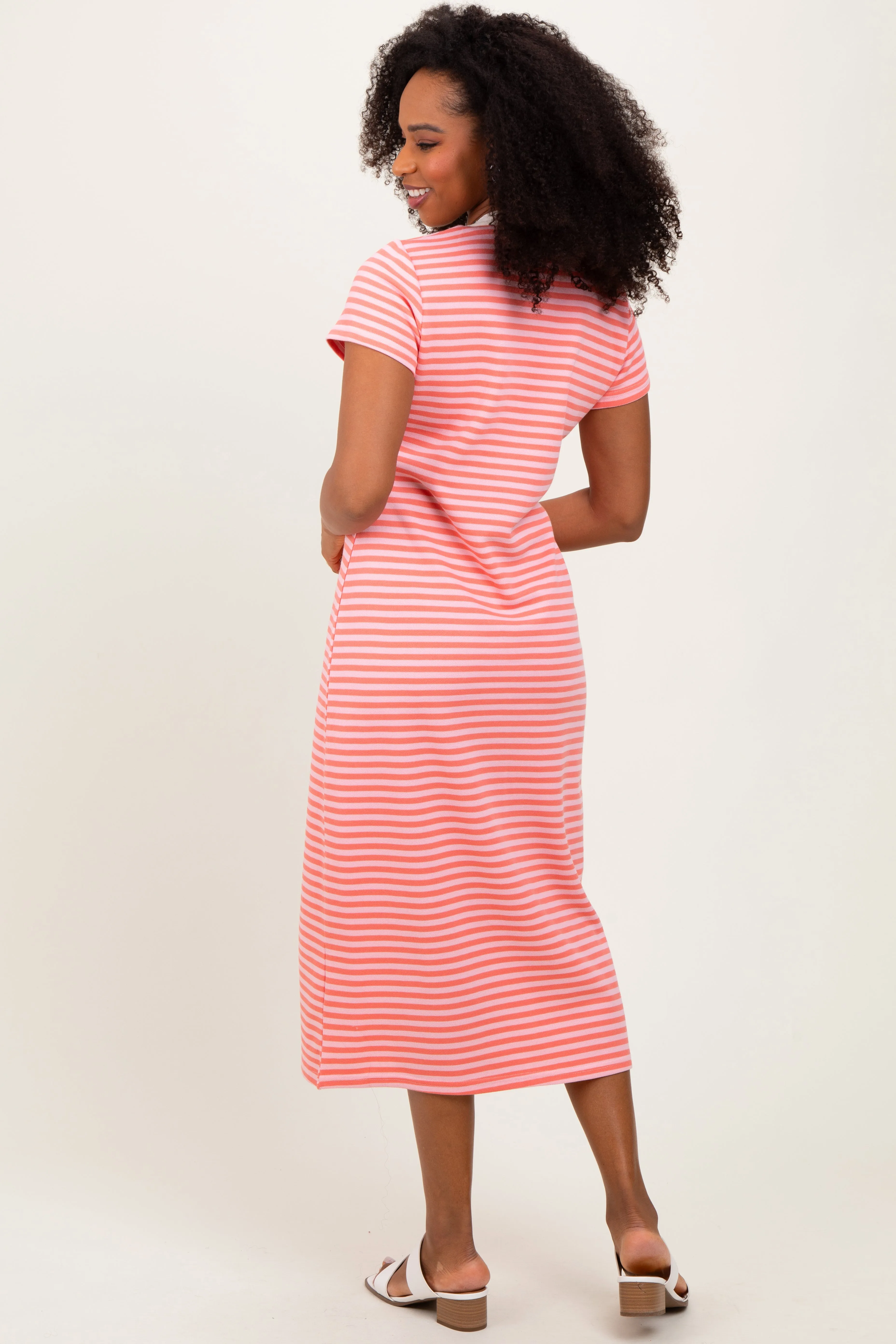 Pink Striped Button Down Midi Dress sold by Pinkblush product image thumbnail 4