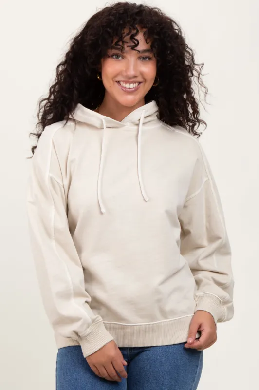 Cream French Terry Hooded Sweatshirt sold by Pinkblush