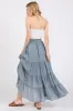 Blue Drawstring Tiered Maxi Skirt sold by Pinkblush