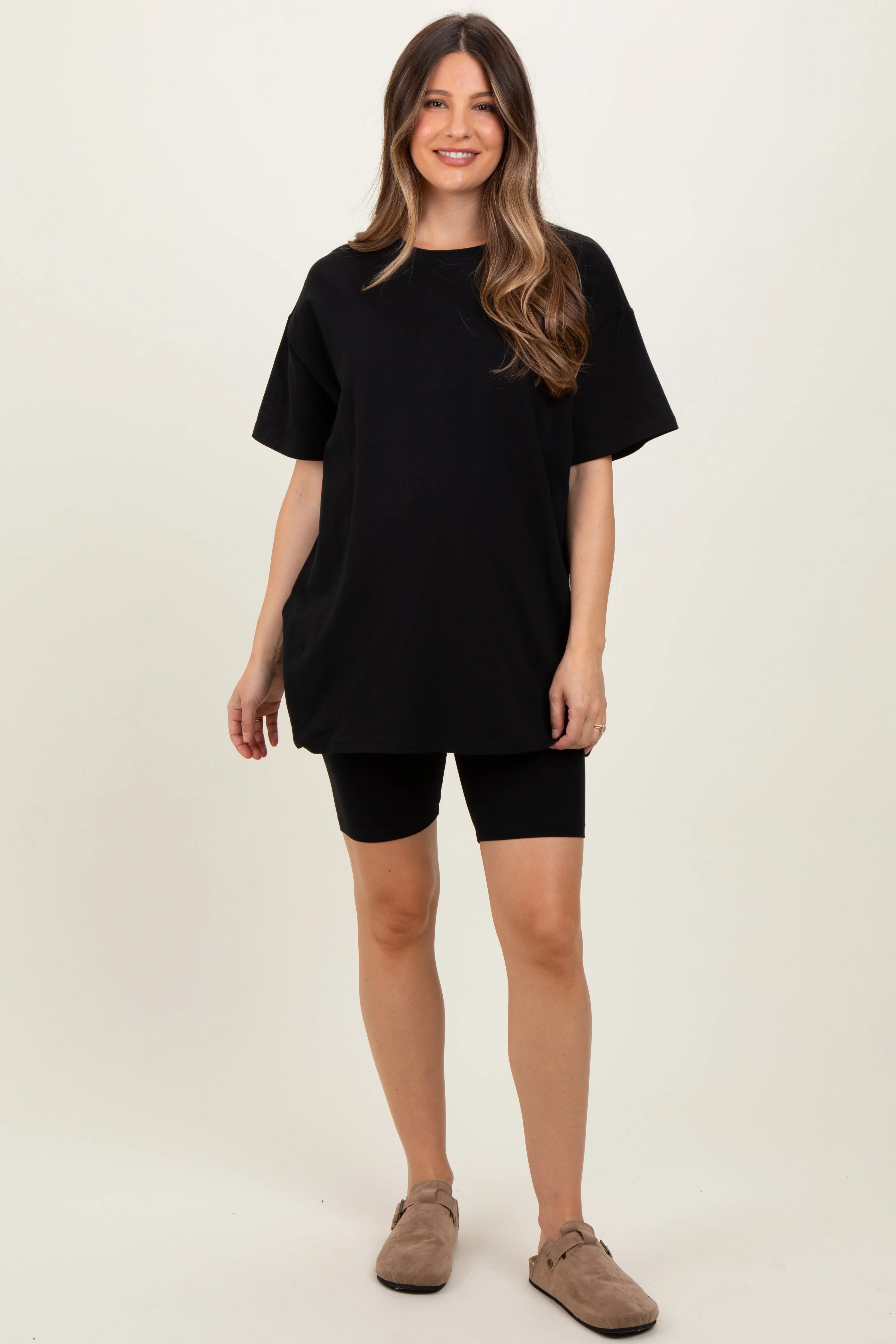 Black Biker Shorts Maternity Set sold by Pinkblush product image thumbnail 2