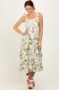 Green Floral Ruffle Strap Tiered Maternity Midi Dress sold by Pinkblush