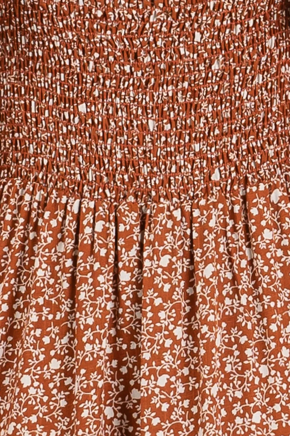 Rust Floral V-Neck Button Front Midi Dress sold by Pinkblush product image thumbnail 5