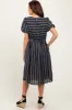 Navy Blue Striped Short Sleeve Midi Dress sold by Pinkblush