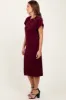 Burgundy Solid Ribbed Short Sleeve Button Down Knit Midi Dress sold by Pinkblush