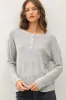 Heather Grey Brushed Knit Henley Maternity Top sold by Pinkblush