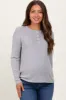 Heather Grey Brushed Knit Henley Maternity Top sold by Pinkblush