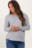 Heather Grey Brushed Knit Henley Maternity Top sold by Pinkblush