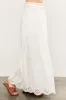 White Smocked Waist Eyelet Lace Hem Maxi Skirt sold by Pinkblush