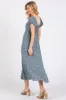 Teal Floral V-Neck Button Front Midi Dress sold by Pinkblush