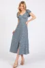 Teal Floral V-Neck Button Front Midi Dress sold by Pinkblush