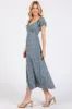 Teal Floral V-Neck Button Front Midi Dress sold by Pinkblush