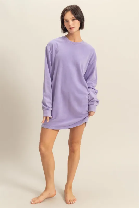 Lavender Long Sleeve Oversized Sweatshirt Mini Dress sold by Pinkblush