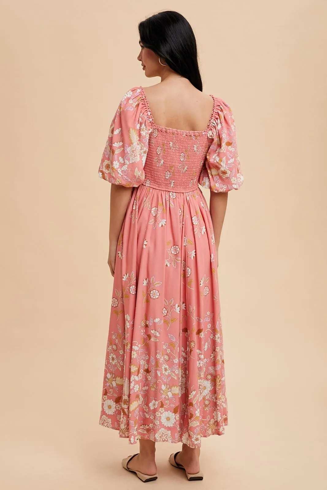Pink Floral Print Puff Sleeve Maxi Dress sold by Pinkblush product image thumbnail 4